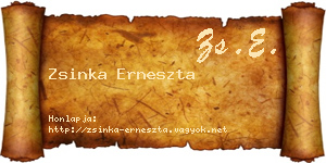 Zsinka Erneszta névjegykártya